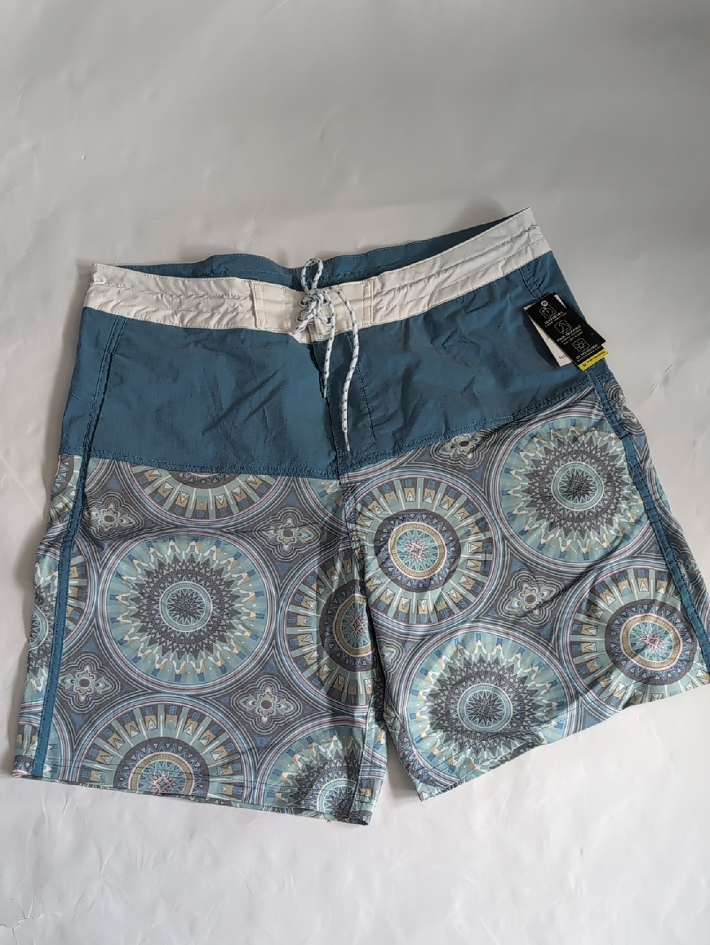 Mens Blue Patterned Athletic Swim Trunk Board Shorts - 38